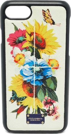 Dolce & Gabbana 2010s leren iPhone 7 hoesje met bloemenprint - Wit