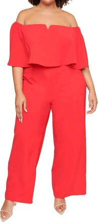 Sugarlips Plus Bailamos Off The Shoulder Jumpsuit Curve In Red