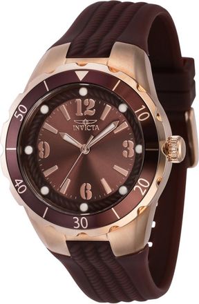 Invicta Angel 40312 Dames Horloge - Quartz Uurwerk - Roestvrij Staal met bruine Wijzerplaat - 38mm