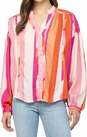 Fate Sunset Button Down Top In Pink