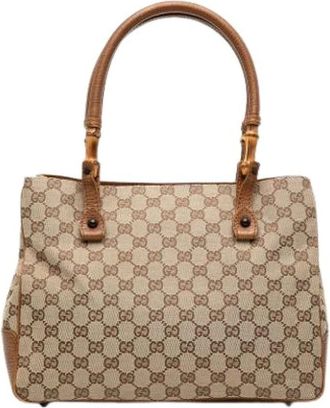 Gucci Pre-owned Vintage Tote Bag - Dames - Vintage Shopper - Beige - ONE Size - Leer - Vintage