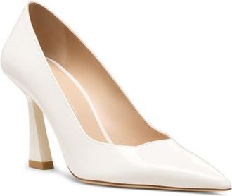 Stuart Weitzman Vinnie 85 Patent Leather Pointed Toe Pump in Blanco at Nordstrom, Size 9.5