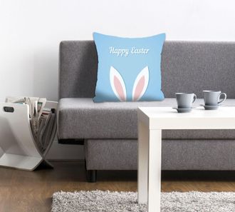 Queence Dekokissen »Happy Easter blue« mit einem österlichen Schriftzug