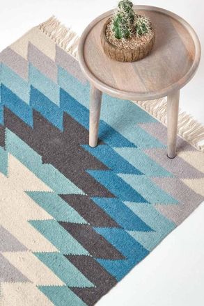 Homescapes Helsinki Handwoven Geometric Pattern Kilim Wool Rug | Size: 160 cm x 230 cm