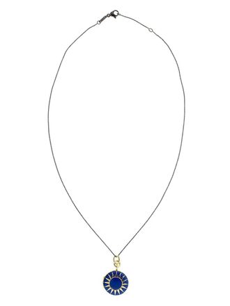 Monica Rich Kosann 18kt yellow gold vermeil enamel locket necklace - Blue