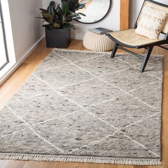 Safavieh Casablanca Hand Made Area Rug, Grey / Ivory Shag / Flokati Style Non-Shedding