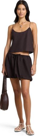 Onia Air Linen Bubble Mini Skirt in Espresso at Nordstrom, Size X-Small