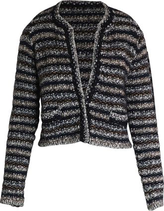 Isabel Marant Striped Plunge Neckline Sweater in Multicolor Wool