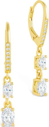 Sterling Forever Liesel Cubic Zirconia Drop Lever Back Earrings in Gold at Nordstrom