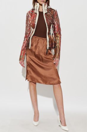 Maison Margiela Skirt With Embroidered Logo, Womens, Brown