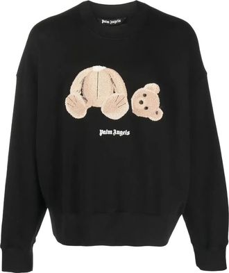 Palm Angels Bear Motif Crew-Neck Sweatshirt Black PMBA026C99FLE0021060