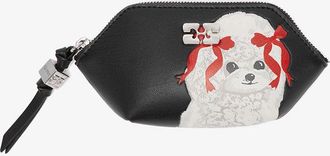 Ganni Black Bou Coin Purse with Poodle