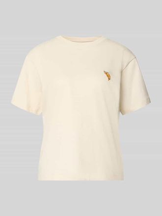 Jake*s Casual Regular Fit T-Shirt mit Motiv-Stitching in Ecru Melange, Gr&ouml;&szlig;e XS