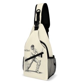 Generic Cricket Player Unisex Shoulder Bags Casual Crossbody Chest Bag Sling Backpack for Hiking Cycling Travel
