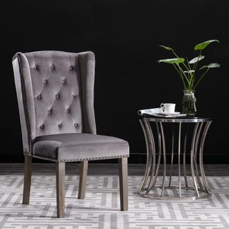 vidaXL Silla De Comedor De Terciopelo Gris Vidaxl