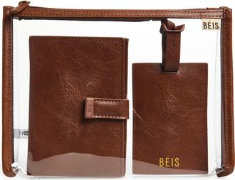 Béis The Passport Holder & Luggage Tag Set in Maple at Nordstrom