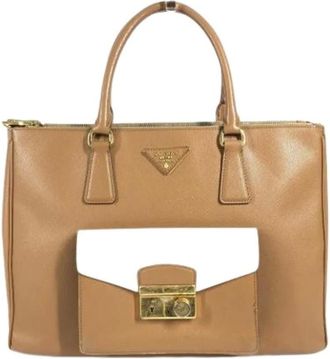 Prada Pre-owned Handbags, female, Brown, Size: ONE SIZE Pre-owned Vintage Saffiano Tote Bag
