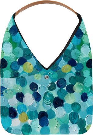 Generic Modern Abstract Raindrop Polka Dots Blue Green (3) Reusable Lightweight Grocery Bags - Foldable Into Compact Pouch, Washable & Sturdy, Multipurpose fo