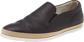Tod's Tods Dark Brown Leather Slip On Sneakers