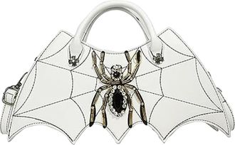 Generic Spider Web Purse, Gothic Halloween Crossbody Bag for Women, Bat Wing Shoulder Handbag, PU Leather Horror Novelty Bag, Goth Clutch for Costume Parties 