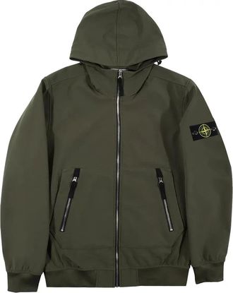 Stone Island Soft Shell-R Hooded Jacket Olive Green 741540727-V0058