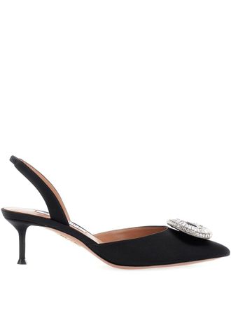 Aquazzura Pointed-Toe Pumps with Crystal Embellishment