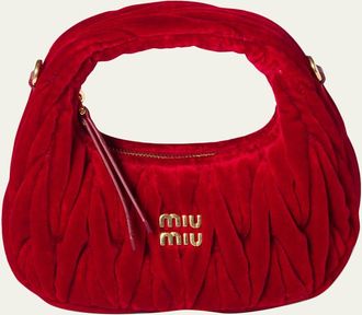 Miu Miu Wander Mini Quilted Velvet Hobo Bag