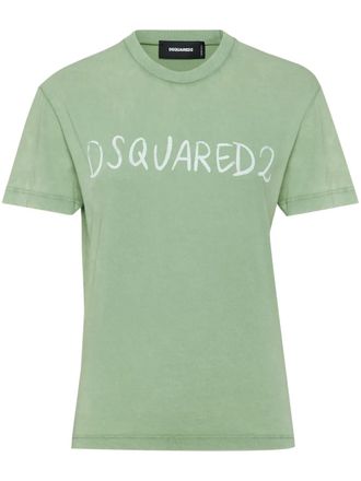【送料&関税込】Dsquared2 Green Crew-neck T-shirt With Logo Cool Fit Dsquared2 Milano Sweatshirt