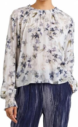 Bella Dahl Elastic Shirred Blouse In Frozen Wisteria