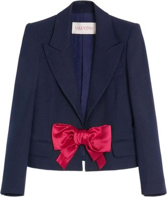 Valentino Garavani Blazer met enkele rij knopen en strikdetail - Blauw