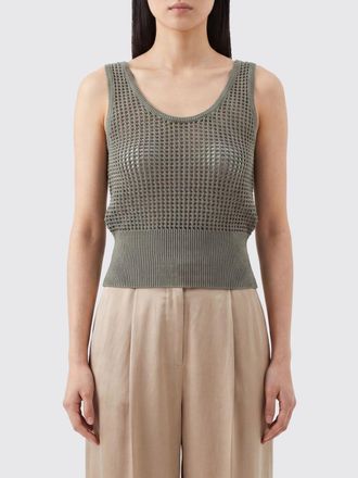 Brunello Cucinelli Top in maglia di cotone senza maniche con lavorazione traforata