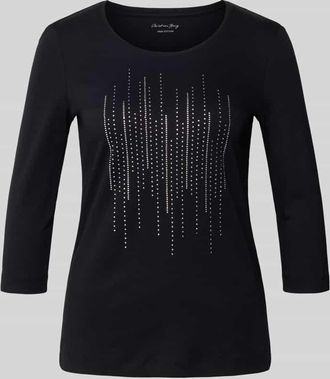 Christian Berg T-Shirt mit Ziersteinbesatz und 3/4-Arm in Black, Größe 34