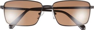 Guess 59mm Rectangular Sunglasses in Matte Black /Brown at Nordstrom Rack