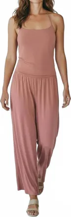 Dex Clothing Strappy Knit Wide Leg Jumpsuit In Mauve