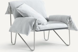 OTTO STUDIO FOR AM.PM Fauteuil van katoen-linnen en staalmetaal Nomad