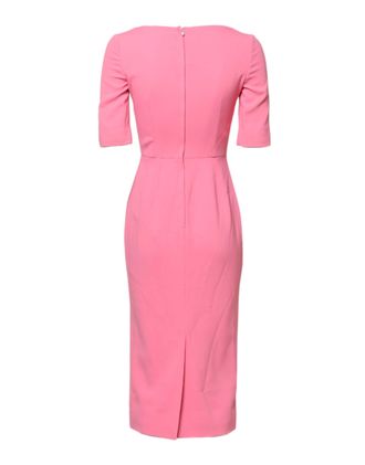 Dolce & Gabbana Pink Viscose Short Sleeve Sheath Midi Womens Dress