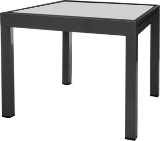 LOLAhome Mesa de comedor extensible Thais de aluminio y cristal templado negra