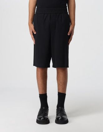 Ami Mens Cotton Crepe De Coeur Logo Plaque Bermuda Black Clothing > Pants