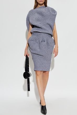 Issey Miyake Asymmetrical Skirt With Pocket, Womens, Grey