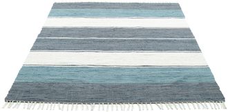 THEKO Teppich »Stripe Cotton, handgewebt« rechteckig 5 mm Höhe Flachgewebe, gestreift, reine Baumwolle, mit Fransen, auch als Läufer