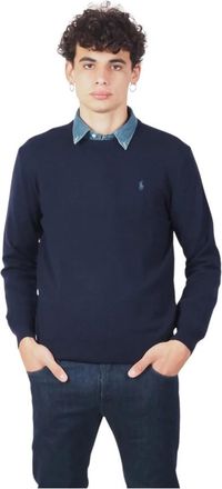 Ralph Lauren Polo Pullover - Heren - Ronde hals truien - Blauw - L - Wol - Truien & Vesten