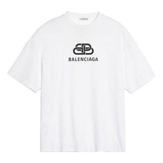Balenciaga Logo Chest Printing Alphabet Short Sleeve White 570813TEV489044