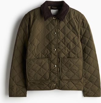 H&M Steppjacke mit Cordkragen - Green