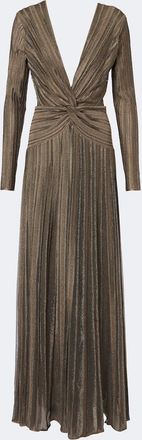 Ralph Lauren Collection Abito lungo Dabney in misto seta lam&eacute; pliss&eacute;