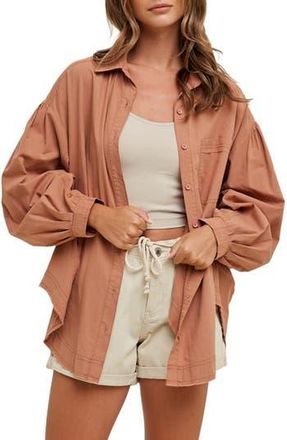 Wishlist Balloon Sleeve Button-Up Shirt in Hazelnut at Nordstrom Rack, Size Medium