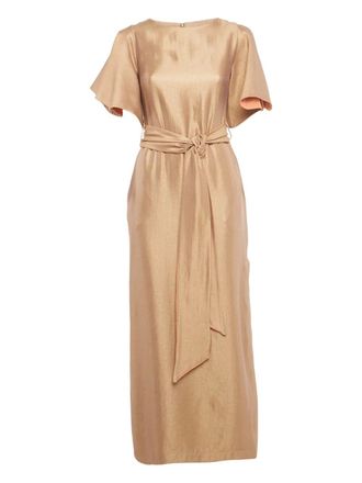 Baruni maxi metallic belted dress - Gold