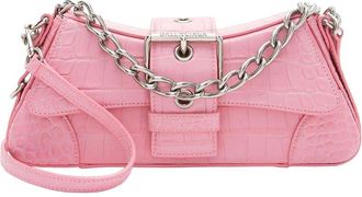 Balenciaga Pink Croc-Embossed Leather Lindsay Shoulder Bag (Authentic Pre-Loved)