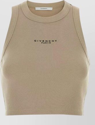 Givenchy beige stretch cotton cropped tank top