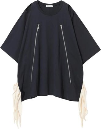 Undercover T-shirt verfraaid met rits en strikdetail - Blauw