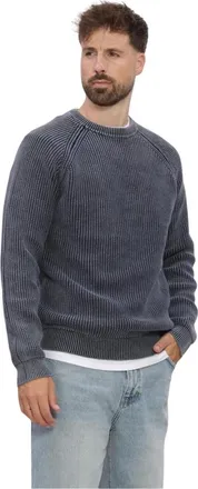 Anerkjendt Truien & Vesten, Heren, Blauw, 2Xl, Leer, Heren Truien & Vesten Aksune Washed Patent Knit
